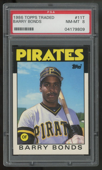 1986 Topps Traded Barry Bonds RC #11T PSA 8 *809