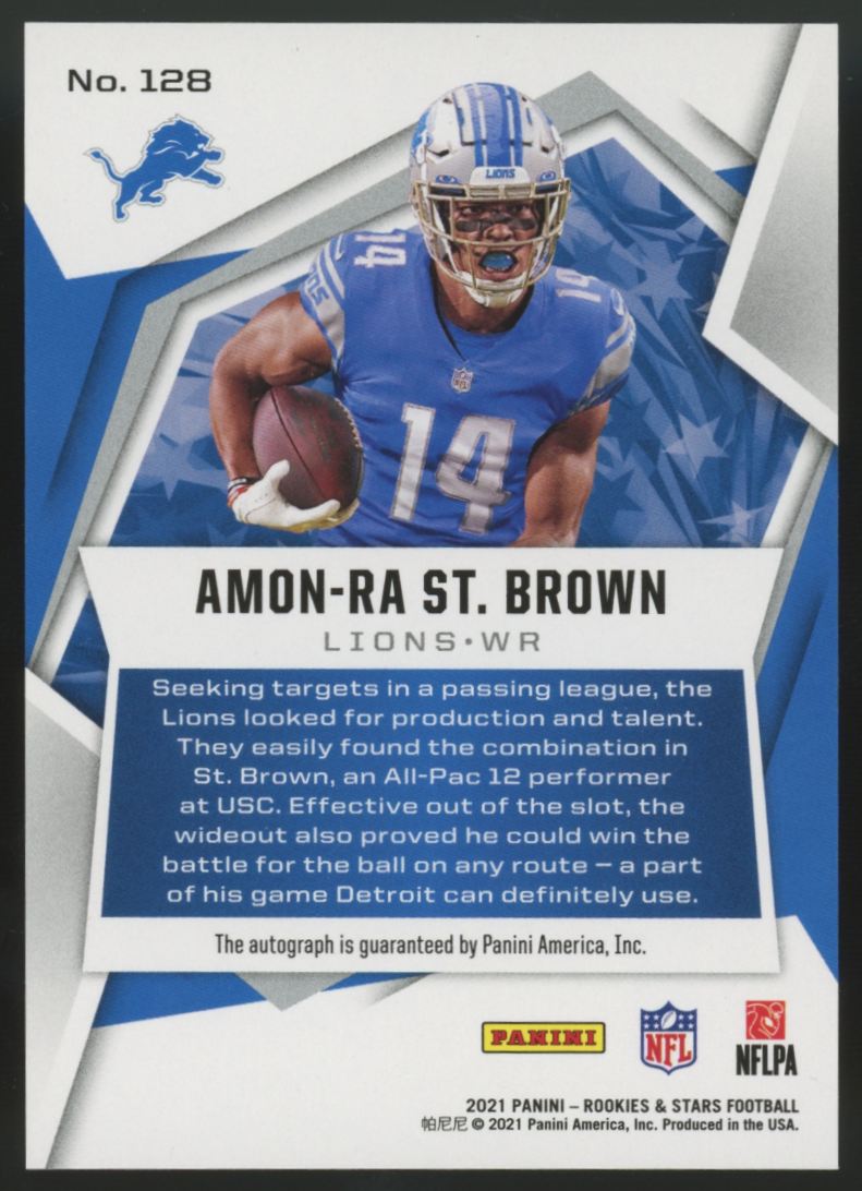 2021 Rookies and Stars Amon-Ra St. Brown RC Auto /149 #128