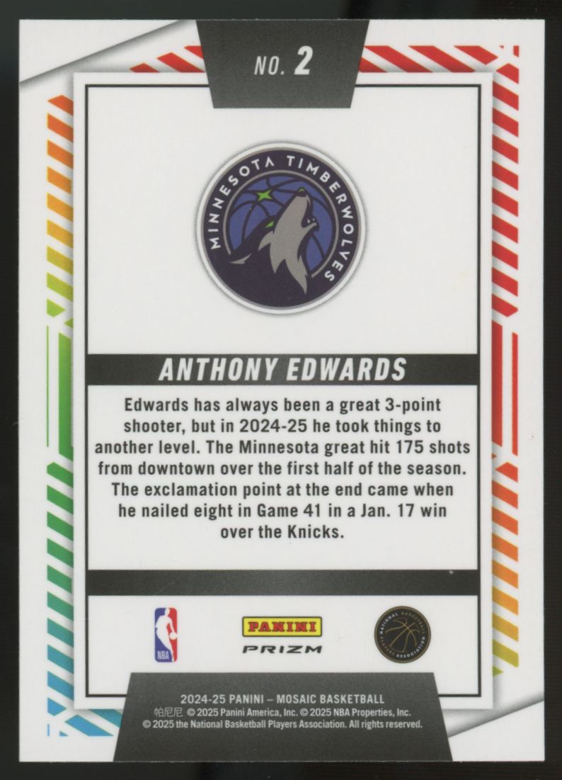 2024-25 Panini Mosaic Anthony Edwards Razzle Dazzle SSP #2