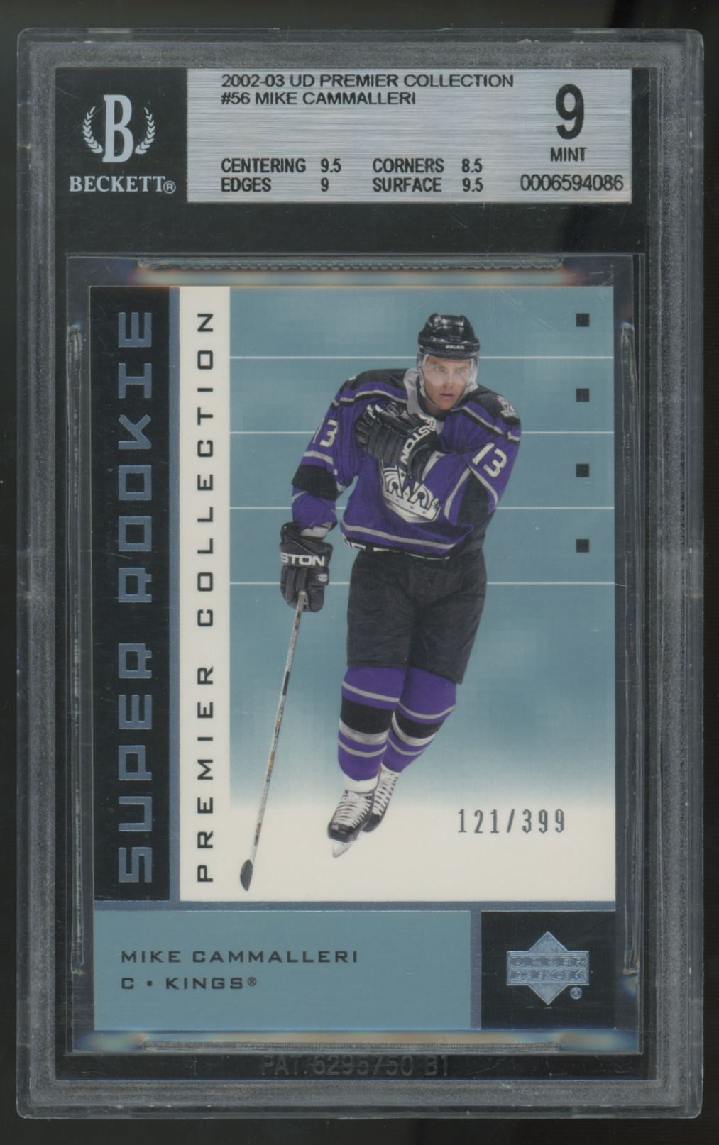 2002-03 Upper Deck Premier Mike Cammalleri RC Super Rookie /399 #56 BGS 9