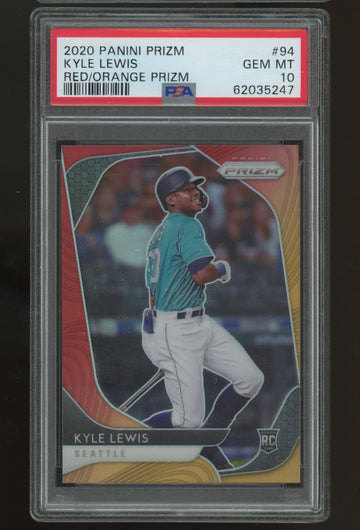 2020 Prizm Baseball Kyle Lewis RC Red & Orange Prizm #94 PSA 10