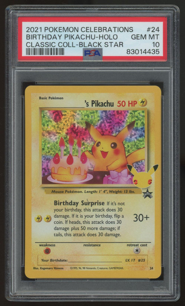 2021 Pokemon Birthday Pikachu Celebrations Classic Collection Holo #24 PSA 10
