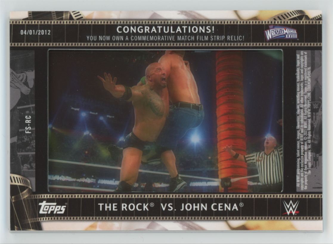 2021 Topps WWE The Rock Vs. John Cena Purple Film Strip Relic /25 #FS-RC