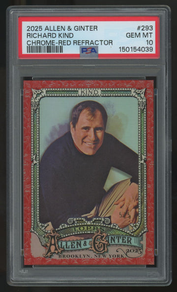 2025 Topps Allen & Ginter Richard Kind Chrome Red Refractor /5 #293 PSA 10