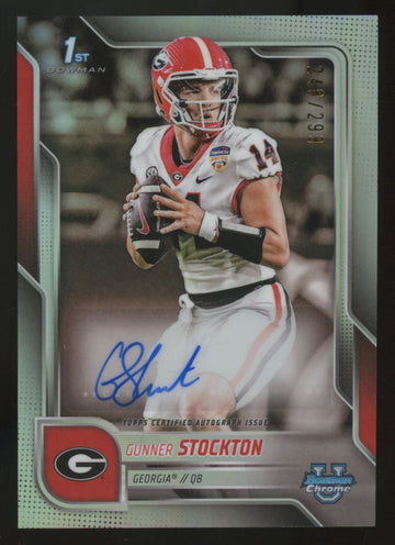2025 Bowman Chrome U Gunner Stockton 1st Prospect Auto Refractor /299 #BCA-GS