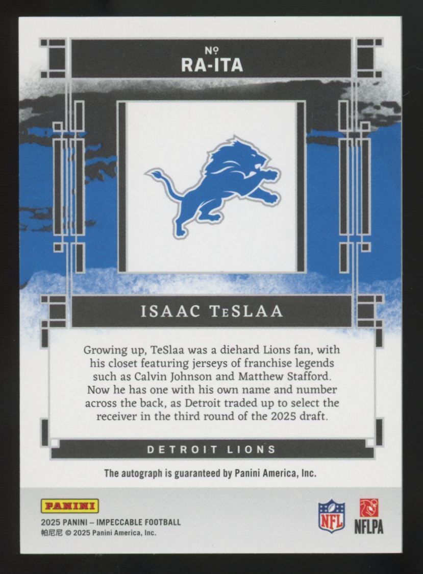 2025 Panini Impeccable Isaac TeSlaa RC Red Auto /75 #RA-ITA
