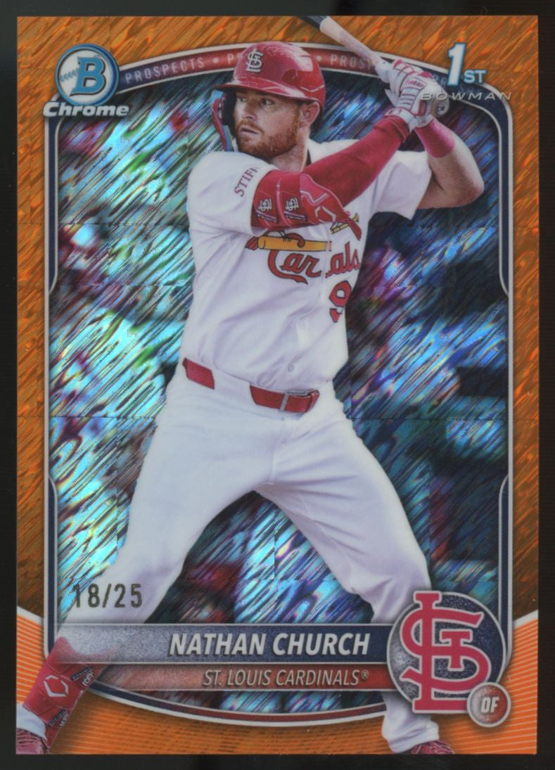 2025 Bowman Chrome Nathan Church 1st Prospect Orange Shimmer /25 #BCP-192