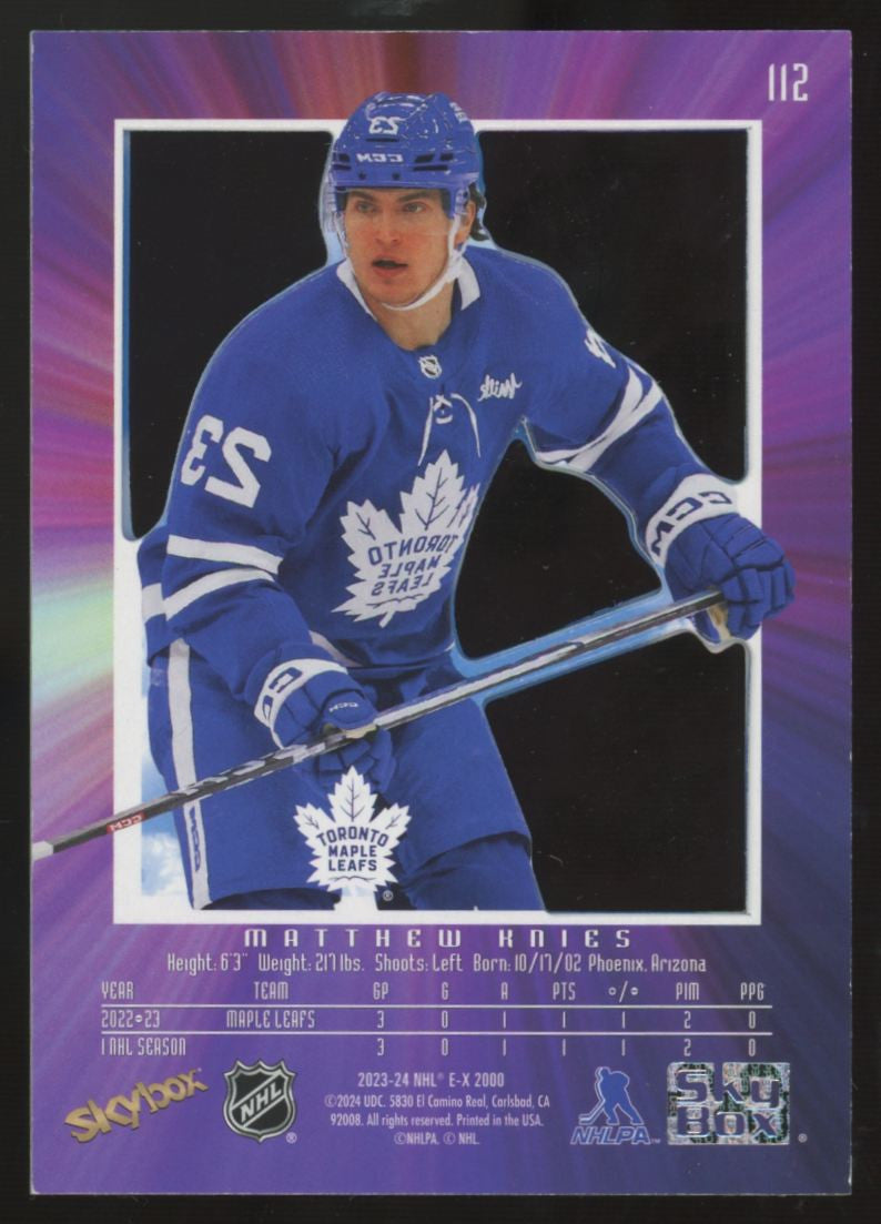 2023-24 E-X 2000 Matthew Knies Blue Credentials /299 #112