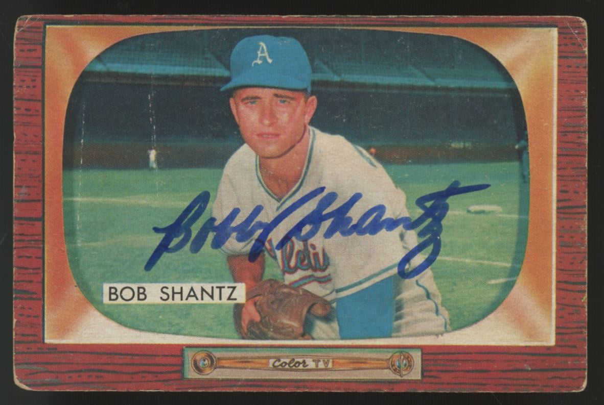 1955 Bowman Bob Shantz Signed IP Auto #140 JSA Authentic