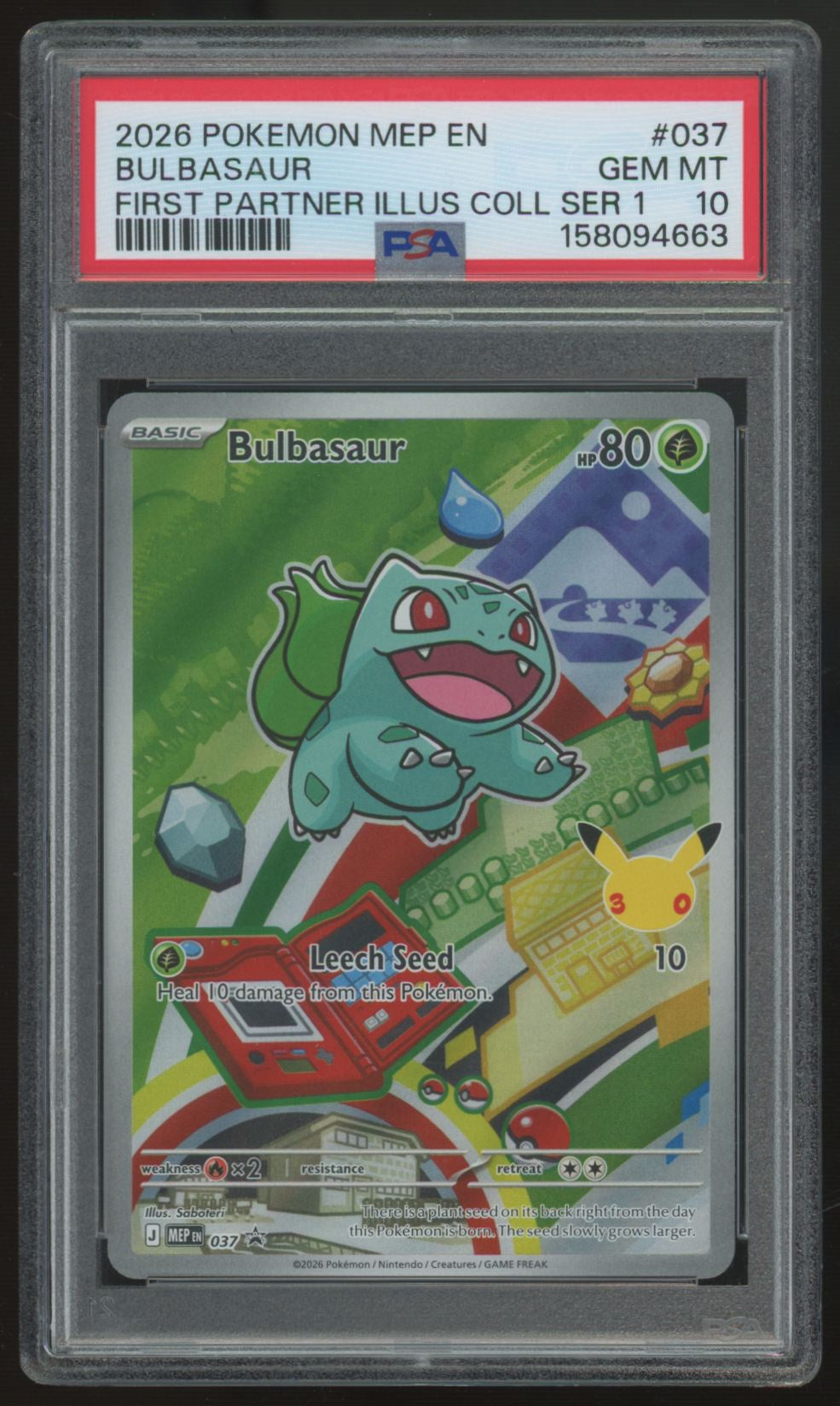 2026 Pokemon Bulbasaur First Partner Collection Promo #037 PSA 10