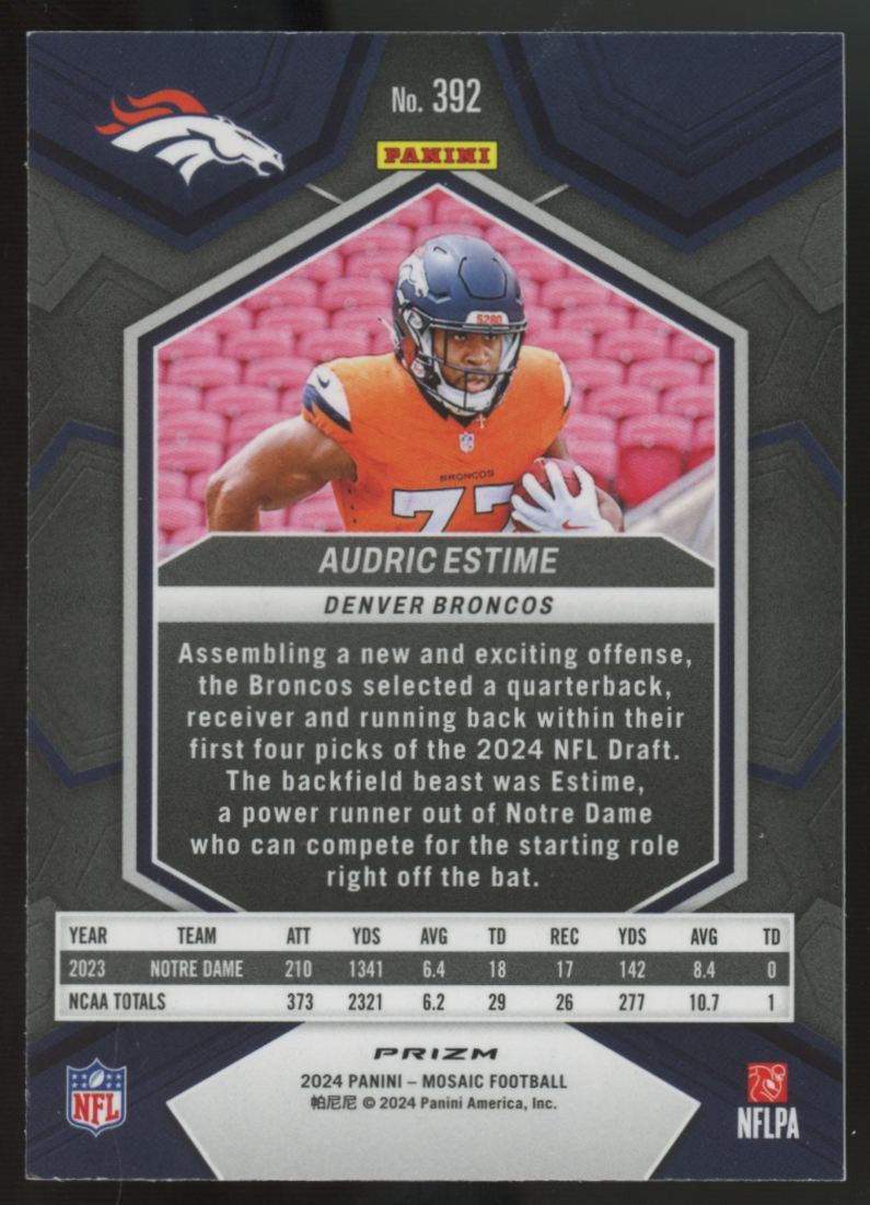 2024 Panini Mosaic Audric Estime RC Honeycomb Prizm SSP #392