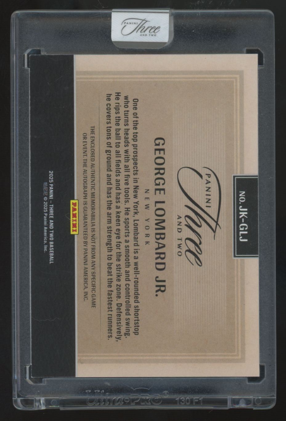 2025 Panini Three & Two George Lombard Jr. Patch Auto /99 #JK-GLJ