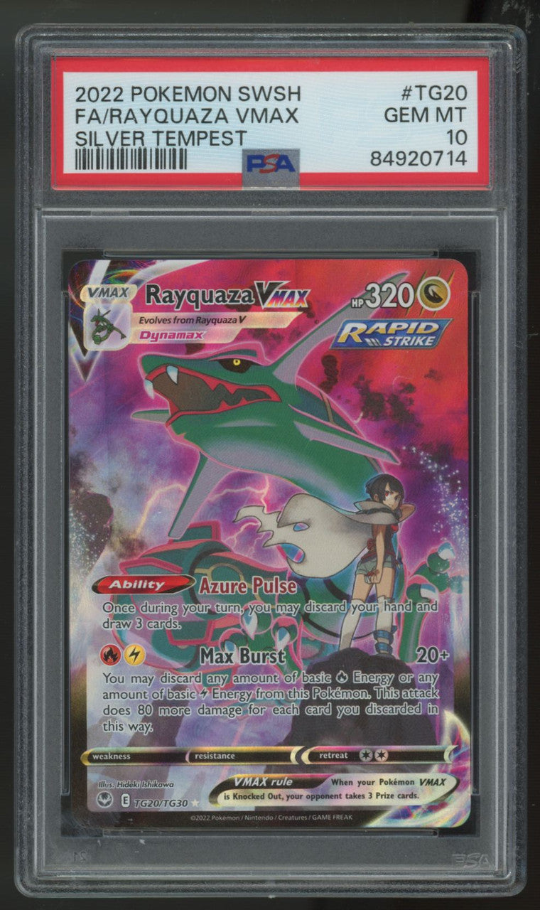2022 Pokemon Rayquaza VMAX Silver Tempest Full Art #TG20 PSA 10 (D)