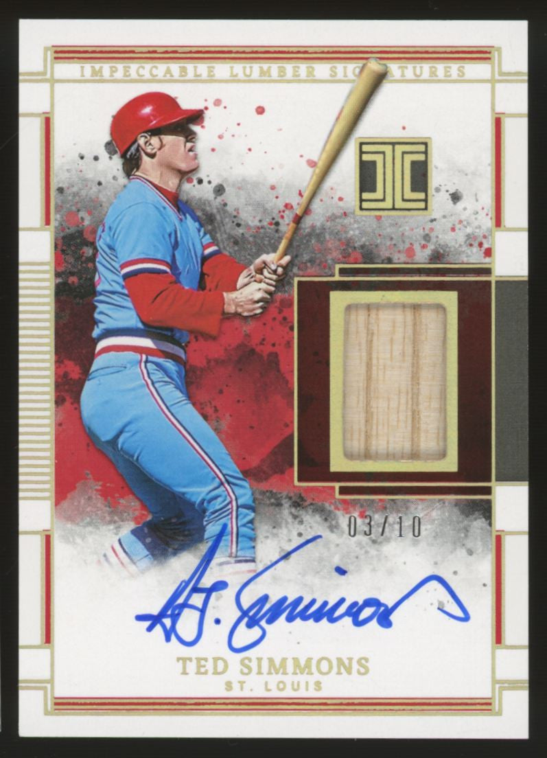 2025 Impeccable Ted Simmons Lumber Signatures Relic Auto Gold /10 #ILS-TS