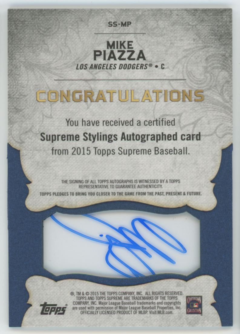 2015 Topps Supreme Mike Piazza Supreme Stylings Auto Blue /18 #SS-MP