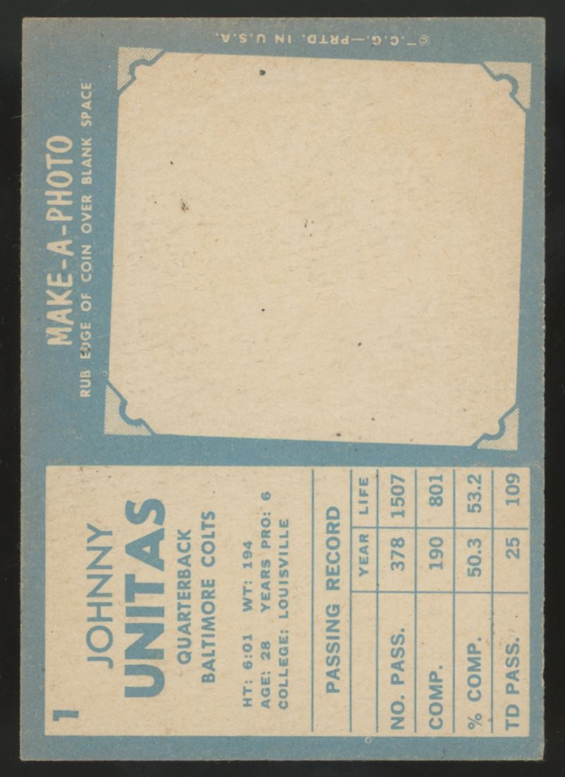 1961 Topps Johnny Unitas #1 VG/EX (Crease)