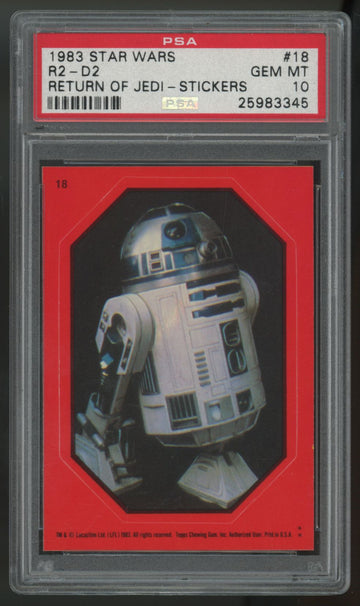 1983 Topps Star Wars Return Of The Jedi Stickers Series 1 R2-D2 #18 PSA 10