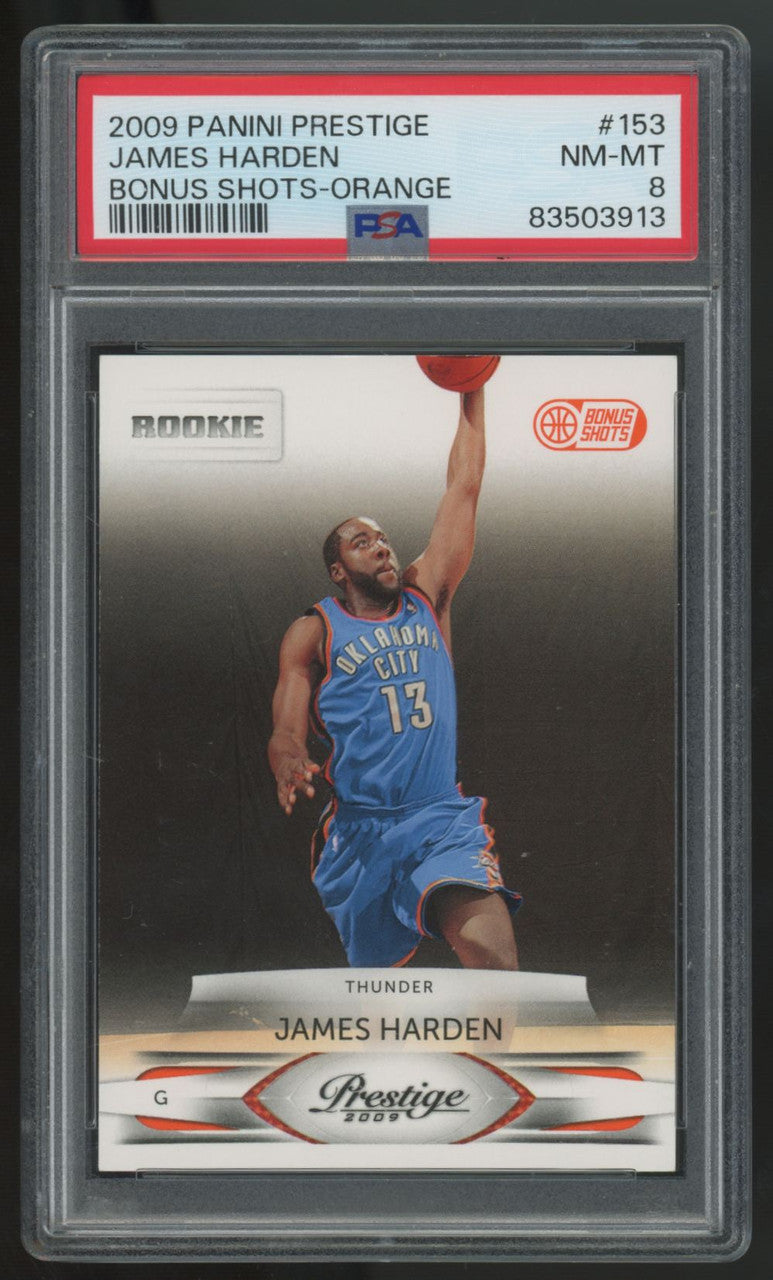 2009-10 Panini Prestige James Harden Bonus Shots Orange /300 #153 PSA 8