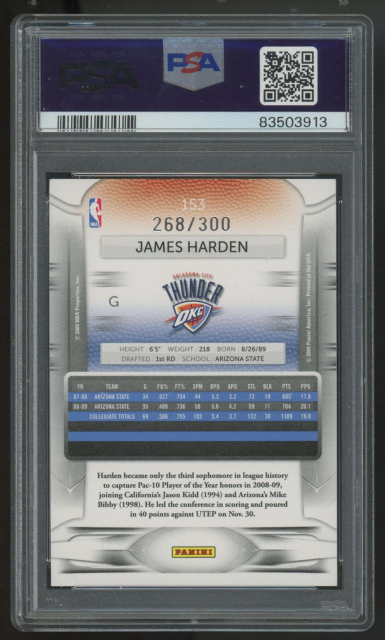 2009-10 Panini Prestige James Harden Bonus Shots Orange /300 #153 PSA 8