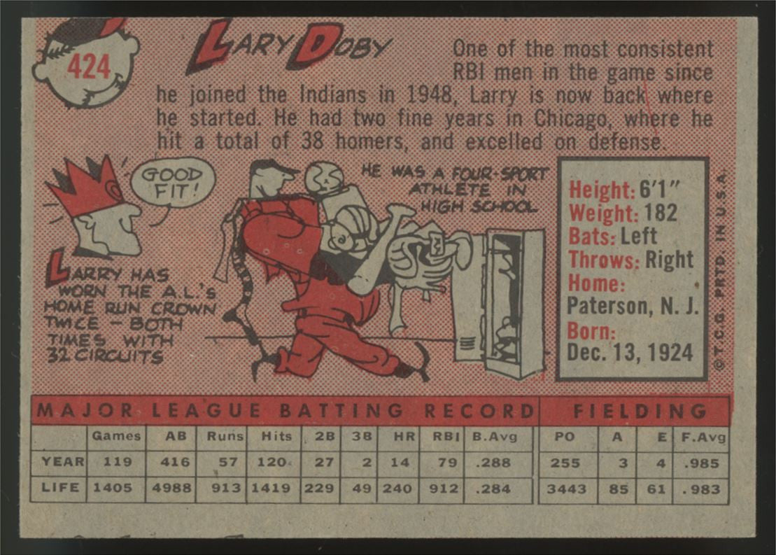 1958 Topps Larry Doby #424 EX+ "B"