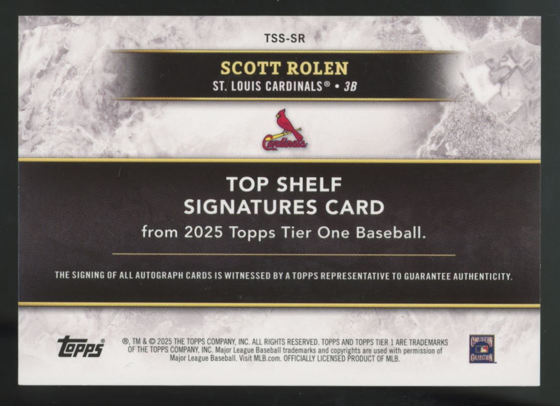 2025 Topps Tier One Scott Rolen Top Shelf Auto /75 #TSS-SR