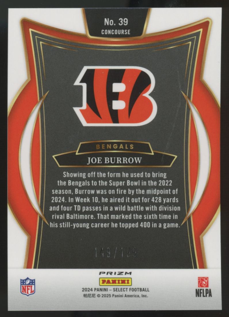 2024 Panini Select Joe Burrow Concourse White Shock /199 #39