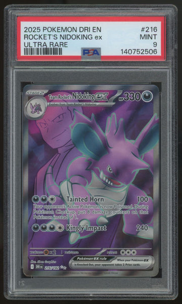 2025 Pokemon Team Rocket's Nidoking ex Destined Rivals Ultra Rare #216 PSA 9