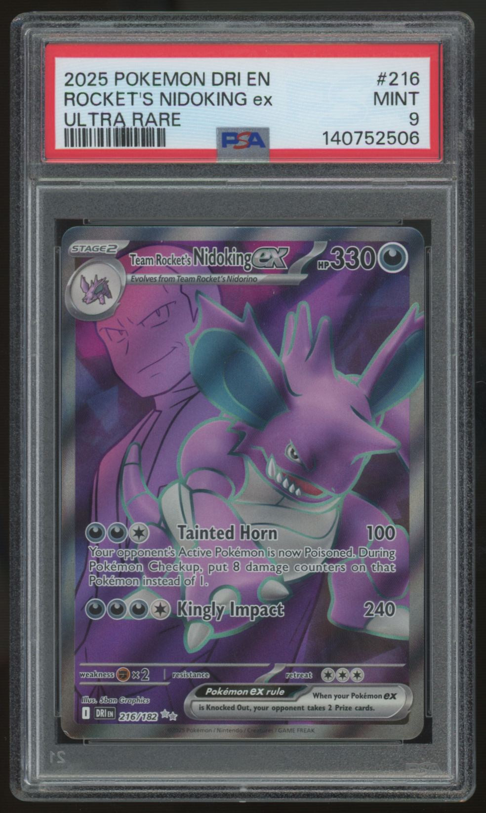 2025 Pokemon Team Rocket's Nidoking ex Destined Rivals Ultra Rare #216 PSA 9
