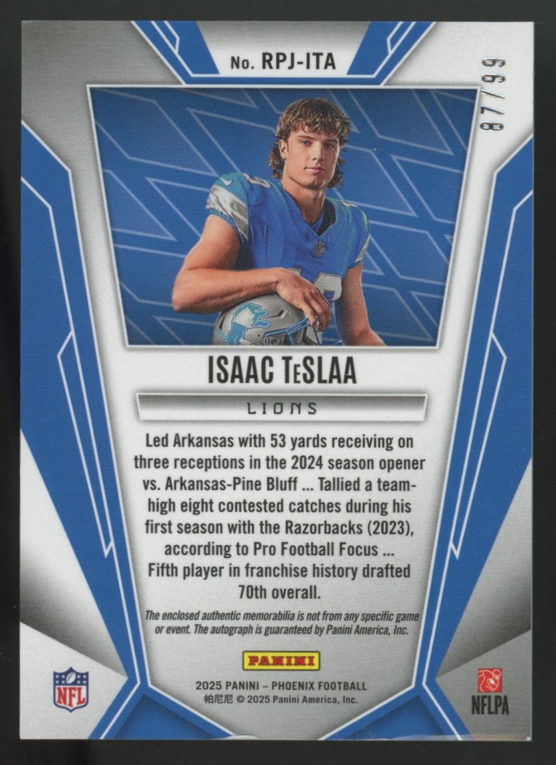 2025 Panini Phoenix Isaac TeSlaa RC Red Rookie Phenom Patch Auto RPA /99