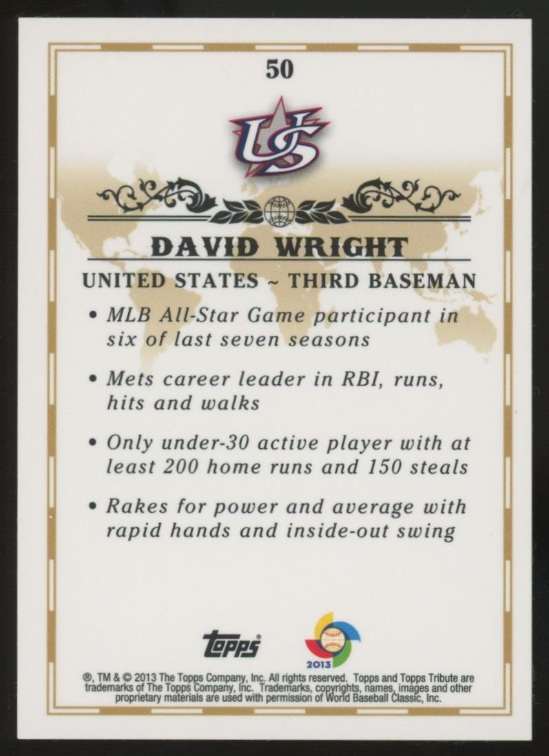 2013 Topps Tribute David Wright Red /5 #50