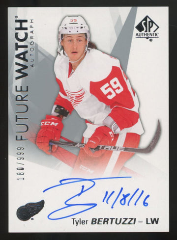 2016-17 Upper Deck SP Authentic Tyler Bertuzzi RC Future Watch Auto /999 #187
