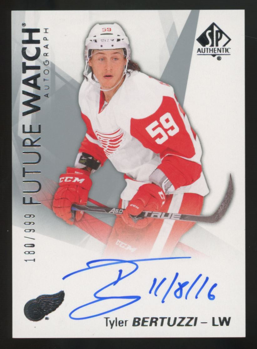 2016-17 Upper Deck SP Authentic Tyler Bertuzzi RC Future Watch Auto /999 #187