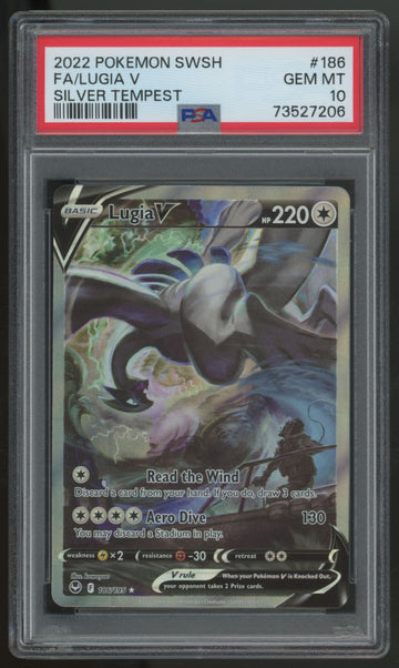 2022 Pokemon Lugia V Silver Tempest Full Art #186 PSA 10 (B)