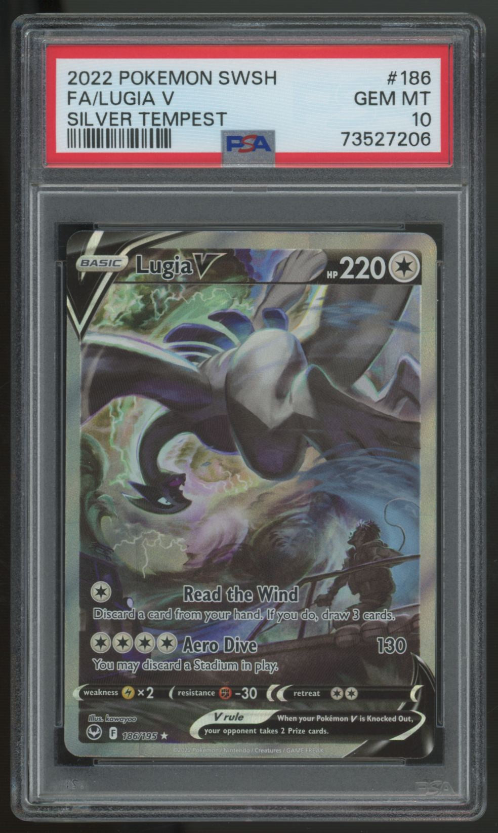 2022 Pokemon Lugia V Silver Tempest Full Art #186 PSA 10 (B)