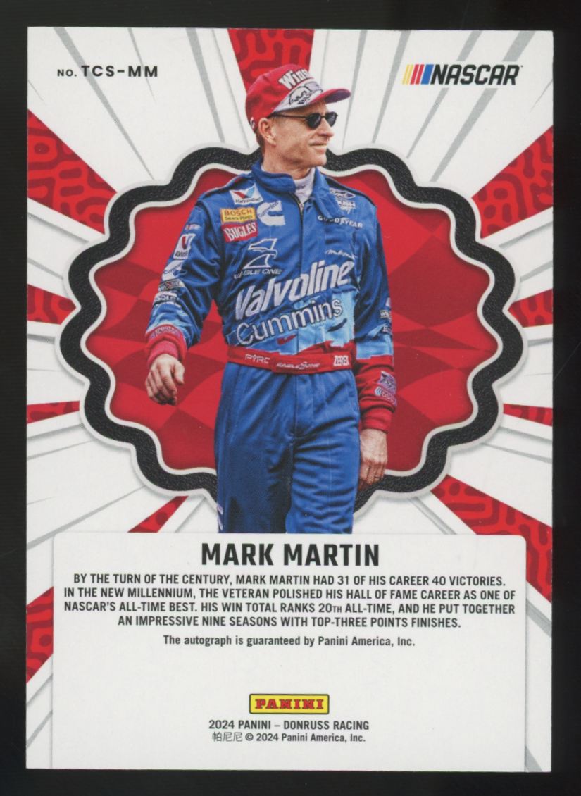 2024 Donruss Racing Mark Martin Blue Turn of the Century Auto /25 #TCS-MM