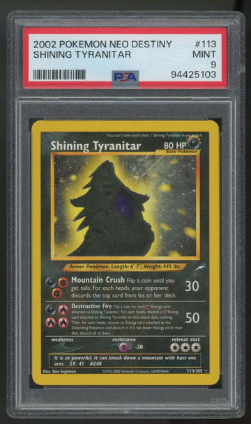 2002 Pokemon Shining Tyranitar Neo Destiny Holo #113 PSA 9