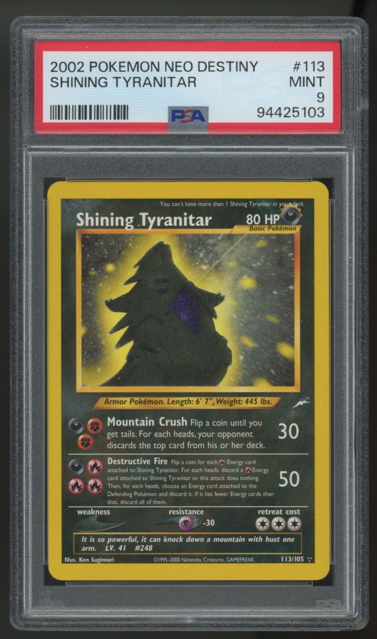 2002 Pokemon Shining Tyranitar Neo Destiny Holo #113 PSA 9