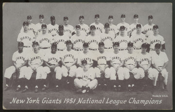 1947-1966 Exhibits Baseball New York Giants 1951 National League Champions VG
