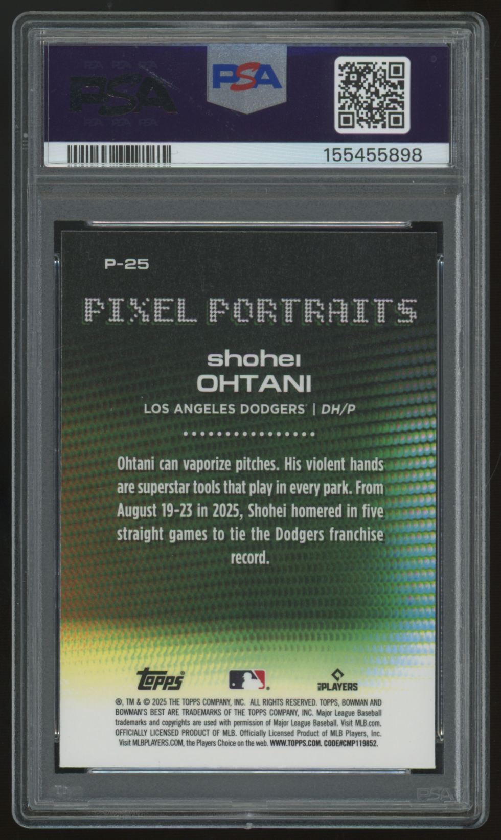 2025 Bowman's Best Shohei Ohtani Pixel Portraits SSP #P-25 PSA 10 *898
