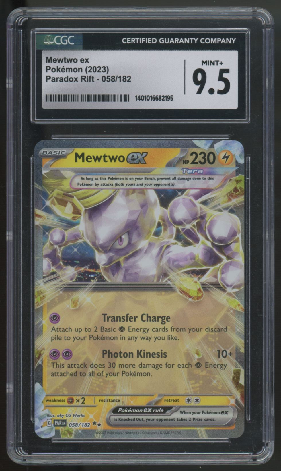 2023 Pokemon Mewtwo ex Paradox Rift Holo #058 CGC 9.5