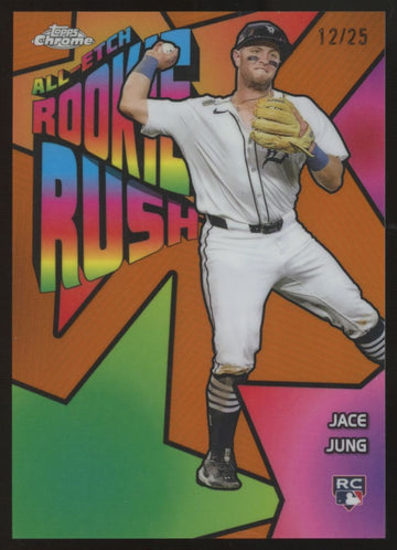 2025 Topps Chrome Jace Jung RC All-Etch Rookie Rush Orange Refractor /25 #CERR-4