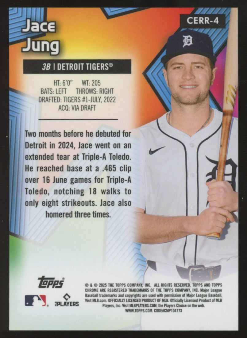 2025 Topps Chrome Jace Jung RC All-Etch Rookie Rush Orange Refractor /25 #CERR-4