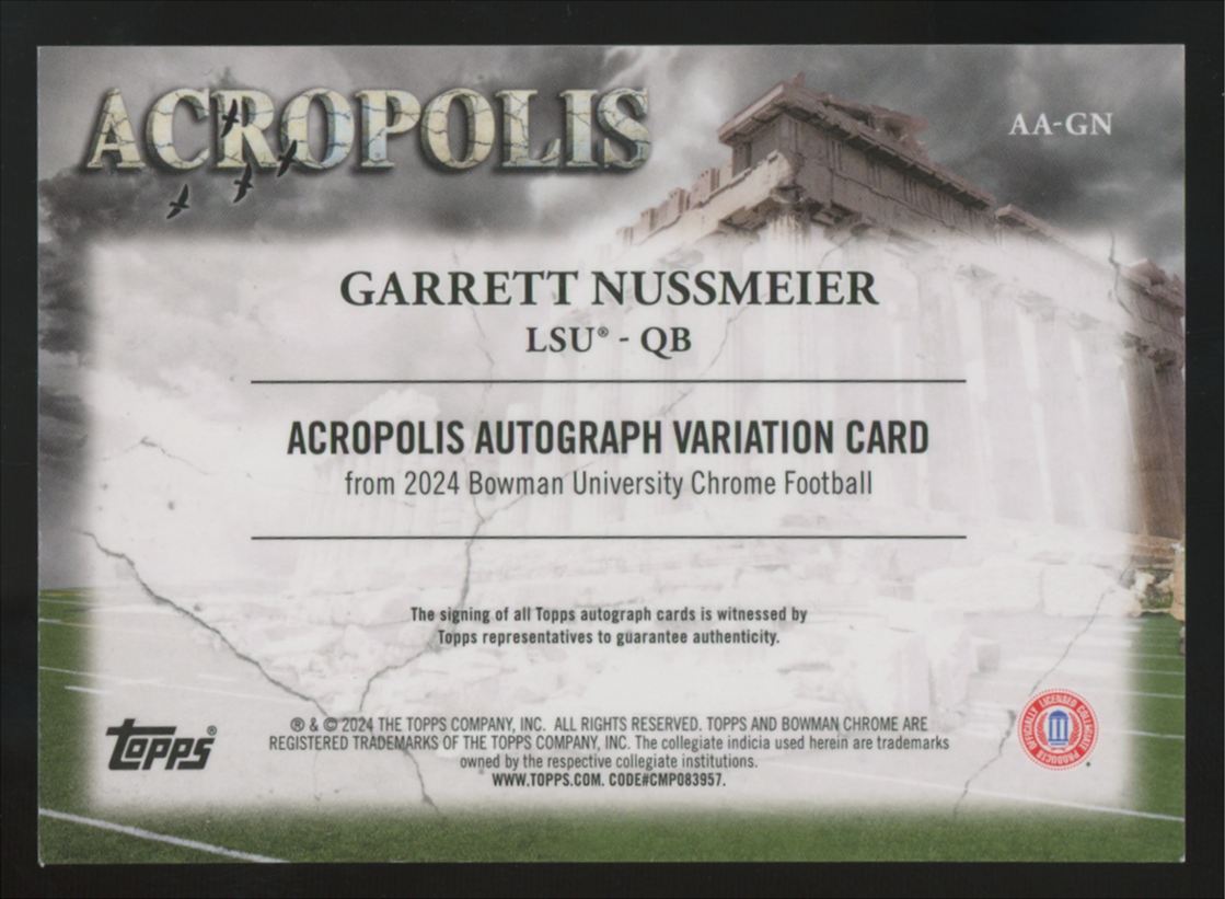 2024 Bowman Chrome U Garrett Nussmeier Acropolis Variation Auto /99 #AA-GN