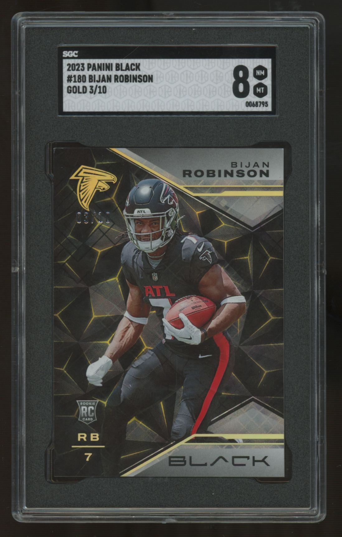 2023 Panini Black Bijan Robinson RC Gold /10 #180 SGC 8