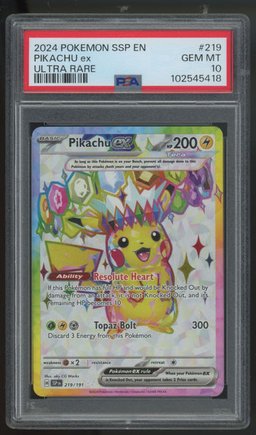 2024 Pokemon Pikachu ex Surging Sparks Ultra Rare #219 PSA 10