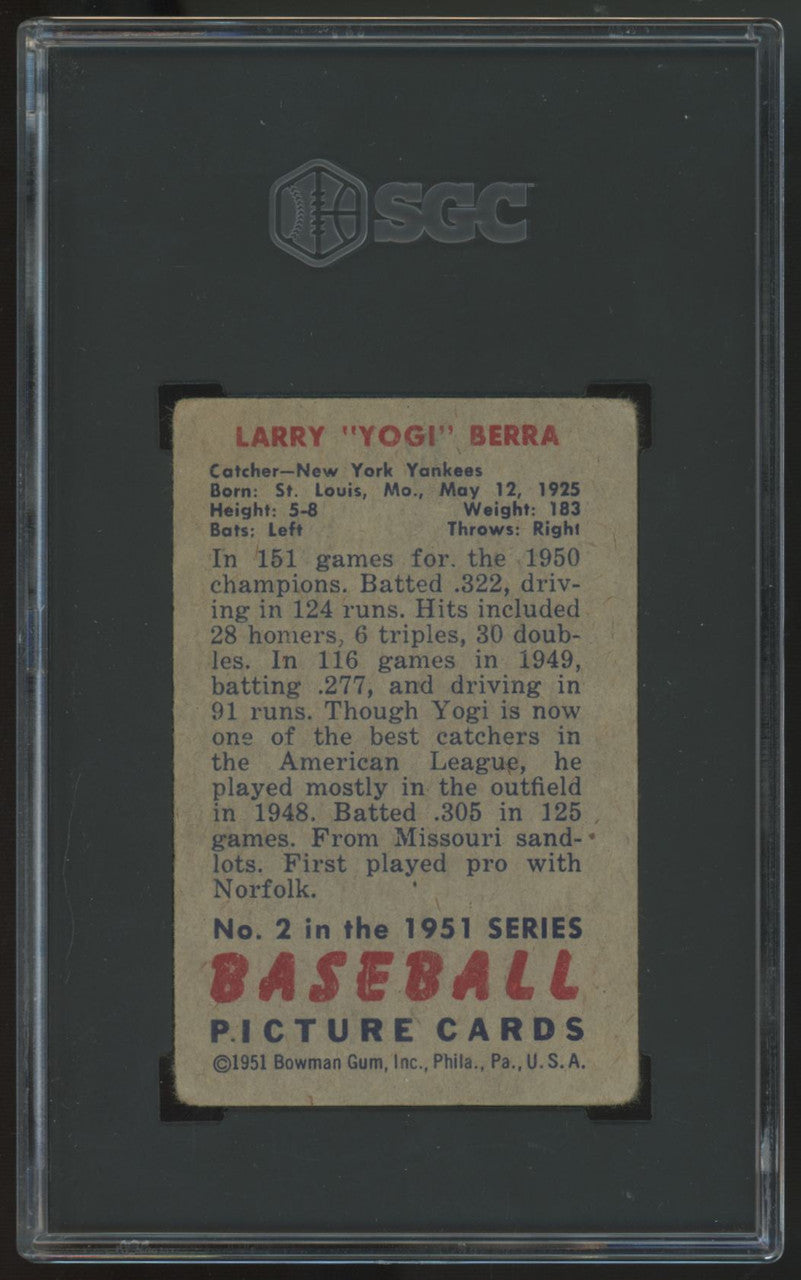 1951 Bowman Yogi Berra #2 SGC 1