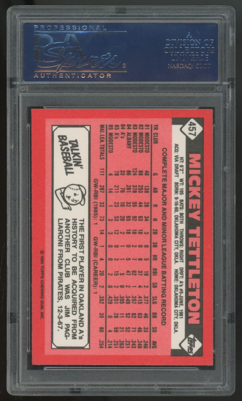 1986 Topps Tiffany Mickey Tettleton RC #457 PSA 9