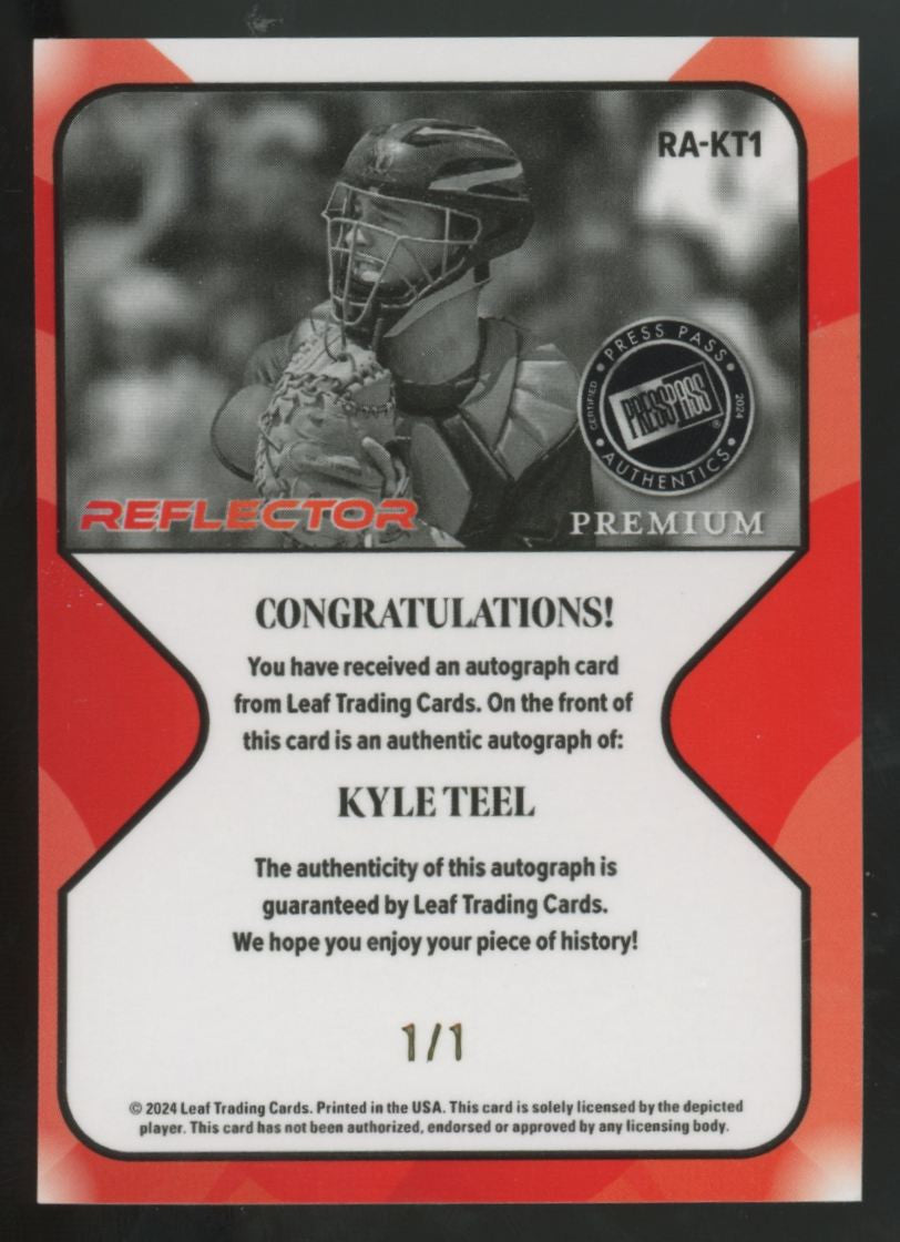 2024 Press Pass Authentics Premium Kyle Teel Reflector Auto 1/1 #RA-KT1