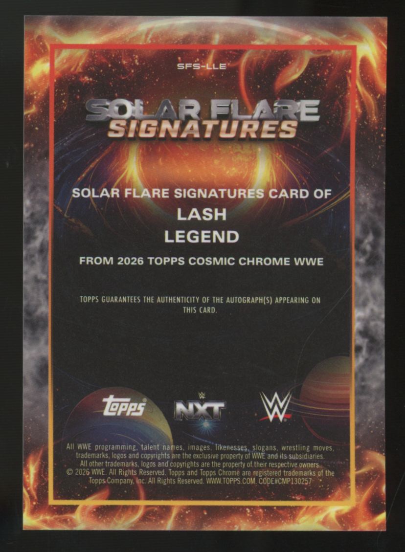 2026 Topps Cosmic Chrome WWE Lash Legend Solar Flare Auto #SFS-LLE