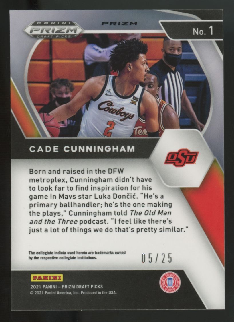 2021-22 Panini Prizm Draft Cade Cunningham RC Mojo /25 #1